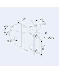 Platine latérale Inox 100mm - Angle extérieur