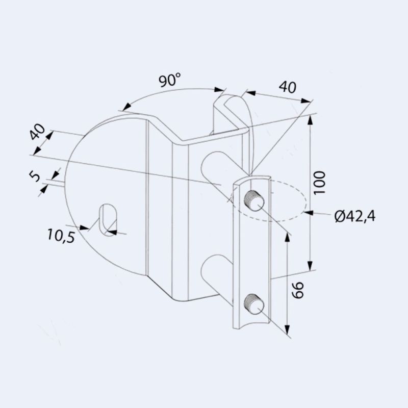 Platine latérale Inox 100mm - Angle extérieur