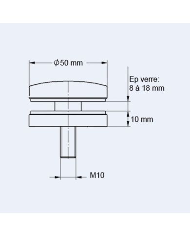 Entretoise inox fixe pour verre