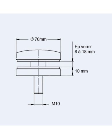 Entretoise inox fixe pour verre