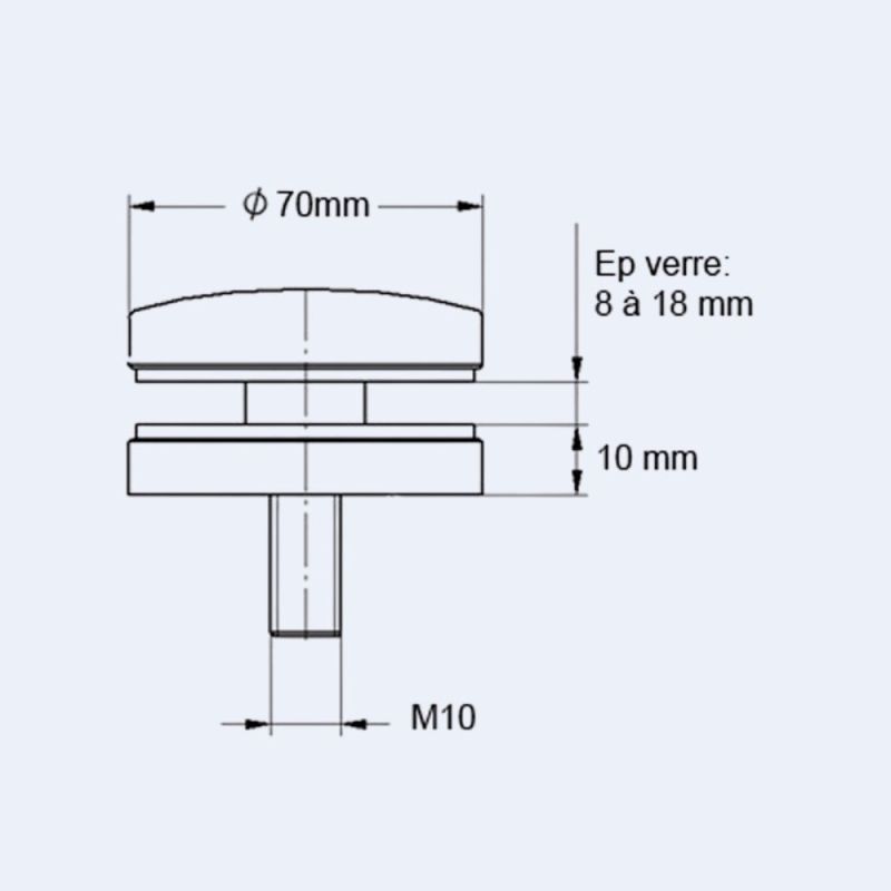 Entretoise inox fixe pour verre