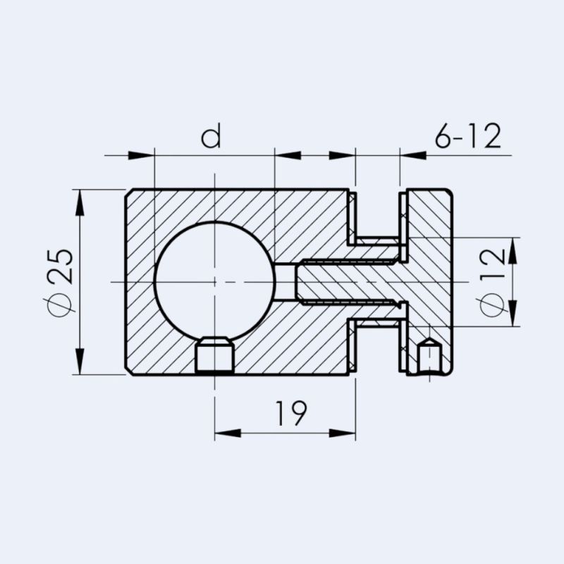 Adaptateur verre pour barre 12 mm