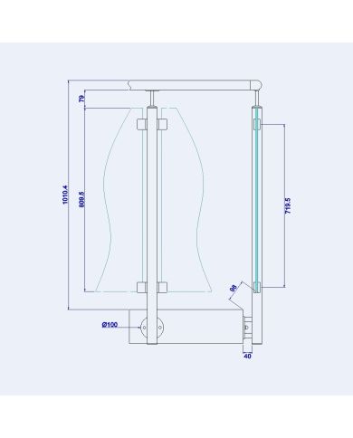 Poteau pour verre - Pose latérale