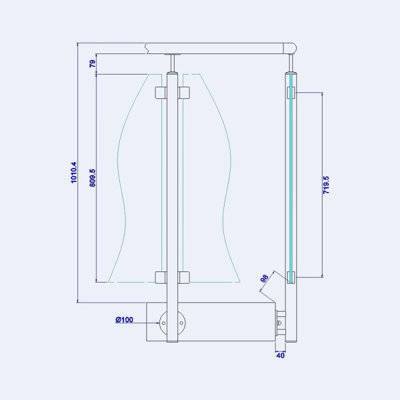 Poteau pour verre - Pose latérale