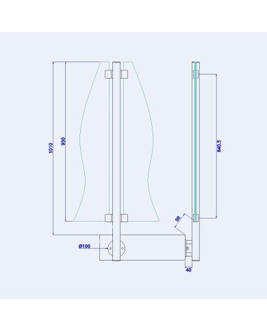 Poteau verre sans main courante - Pose latérale