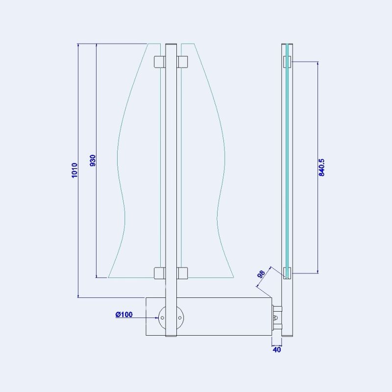 Poteau verre sans main courante - Pose latérale