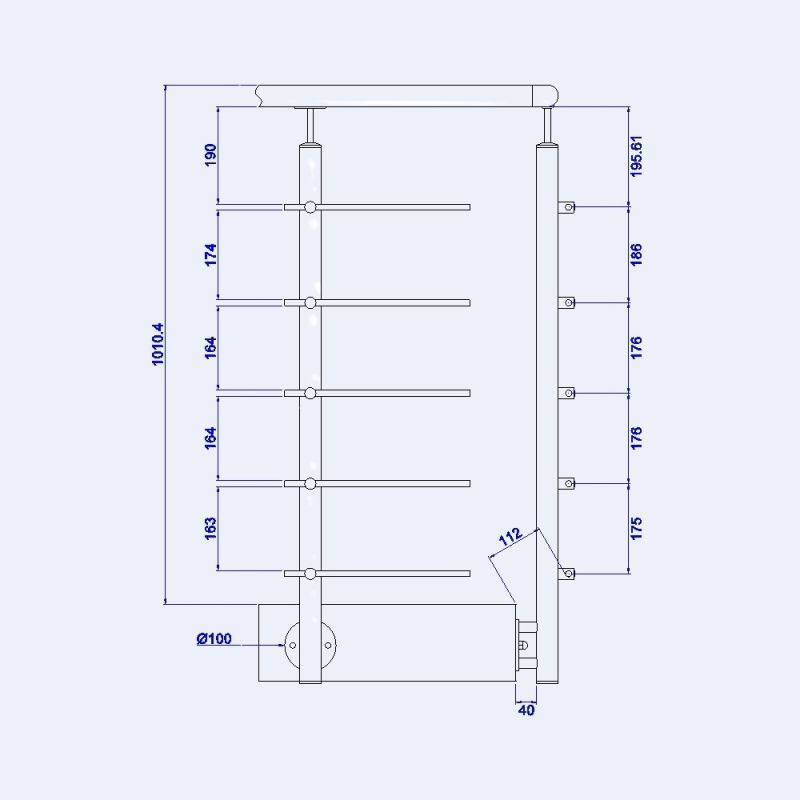 Poteau pour barres - Pose latérale