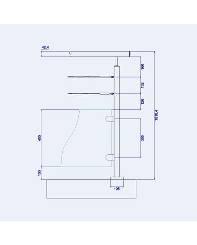 Poteau pour verre et câbles - Pose au sol