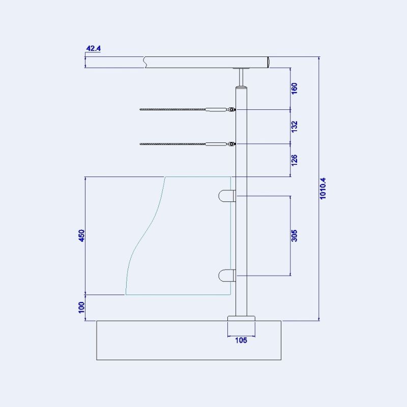 Poteau pour verre et câbles - Pose au sol