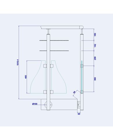 Poteau pour verre et câbles - Pose latérale