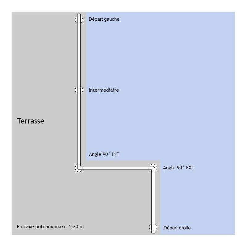 Poteau pour verre - Pose au sol