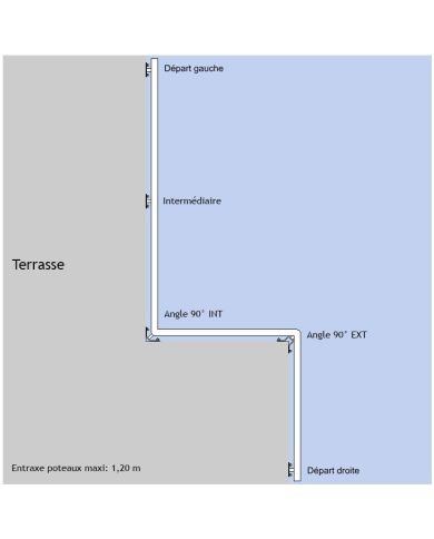 Poteau pour verre - Pose latérale