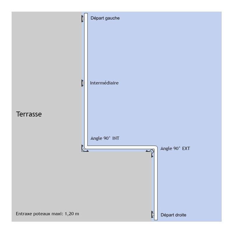 Poteau pour verre - Pose latérale