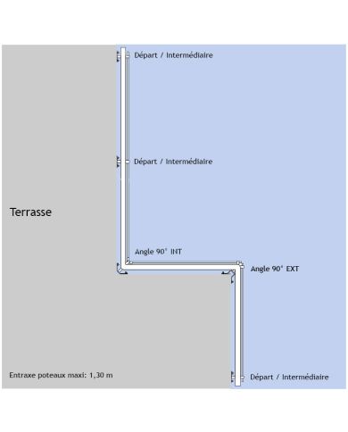 Poteau pour barres - Pose latérale