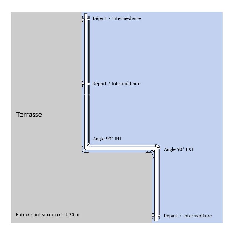 Poteau pour barres - Pose latérale