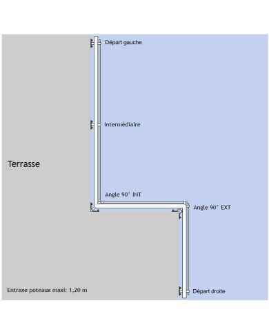 Poteau pour verre et barres - Pose latérale