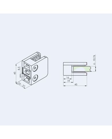 Pince à verre Zamac P21 45x45mm